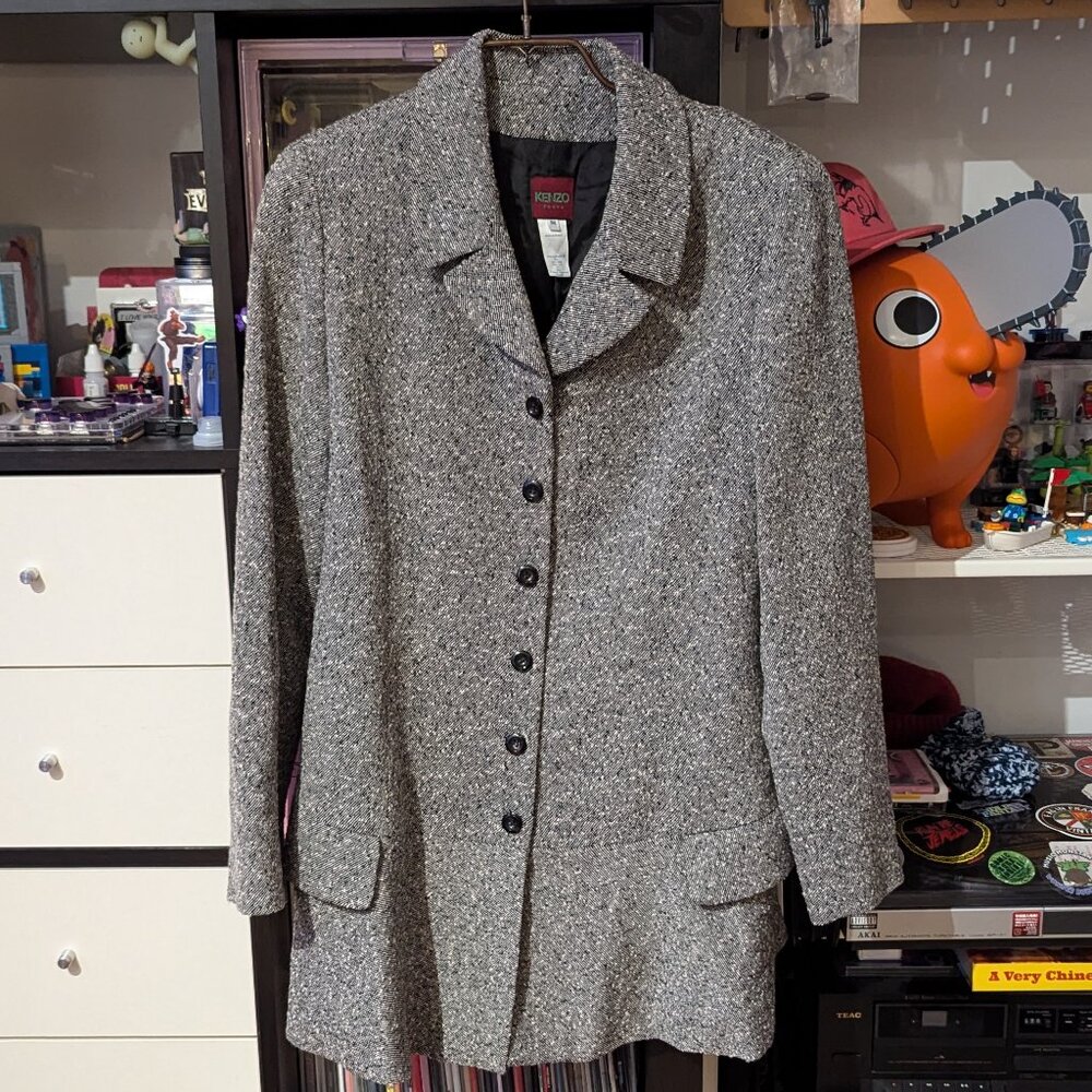 *VINTAGE* KENZO PEPPERED WOOL COAT EU 36